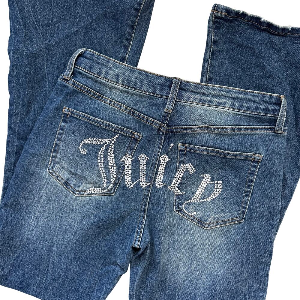 Juicy Couture Lunita Jeans Women’s 9/29 Flare Rhinestone “Juicy” Pocket Denim - Picture 4 of 7